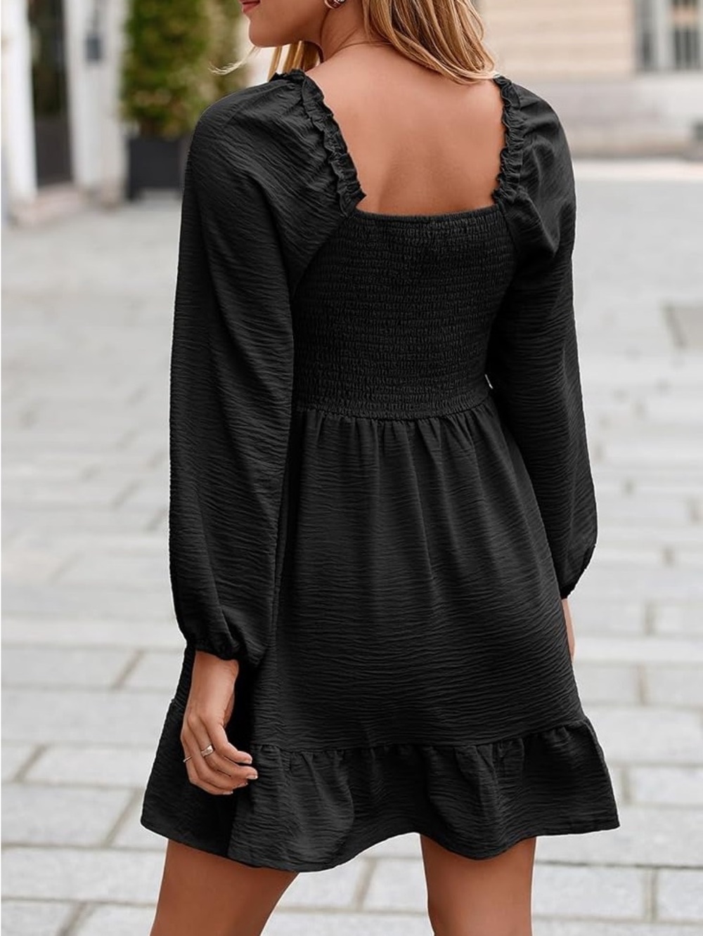 Dokotoo Empire Waist Ruffle Smocked Casual Mini Dress - Picture 2 of 10